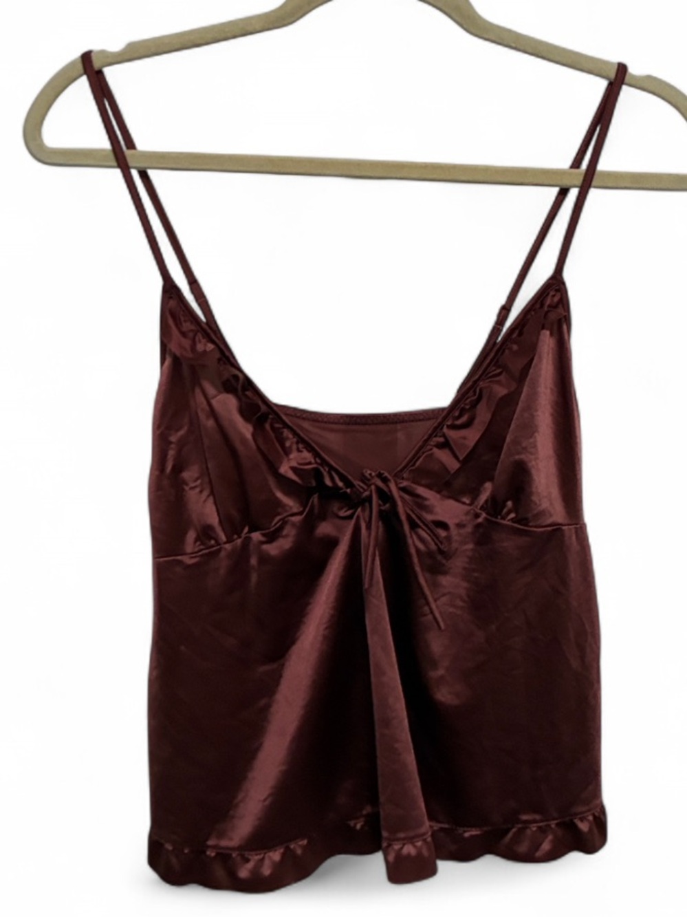 Y2K Marilyn Monroe Dark Red Satin Spaghetti Strap Cami Top